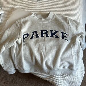 NWT PARKE Varsity Mockneck Grey and Navy Sweatshirt Crewneck